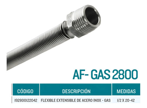 FLEXIBLE GAS NATURAL EXTENSIBLE ACERO INOXIDABLE 1/2 20-42 - LATYN FLEX